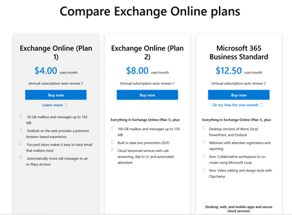 Exchange Online Plan 1