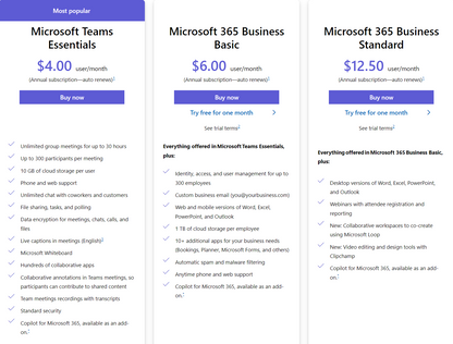 Microsoft 365 Business Standard（include Teams）