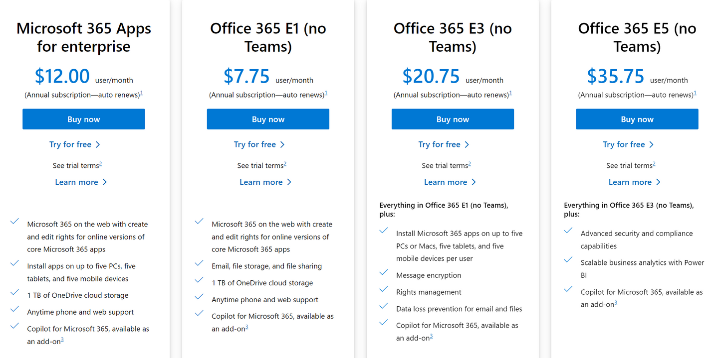 Office 365 E1（No Teams）