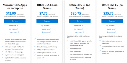 Office 365 E1（No Teams）